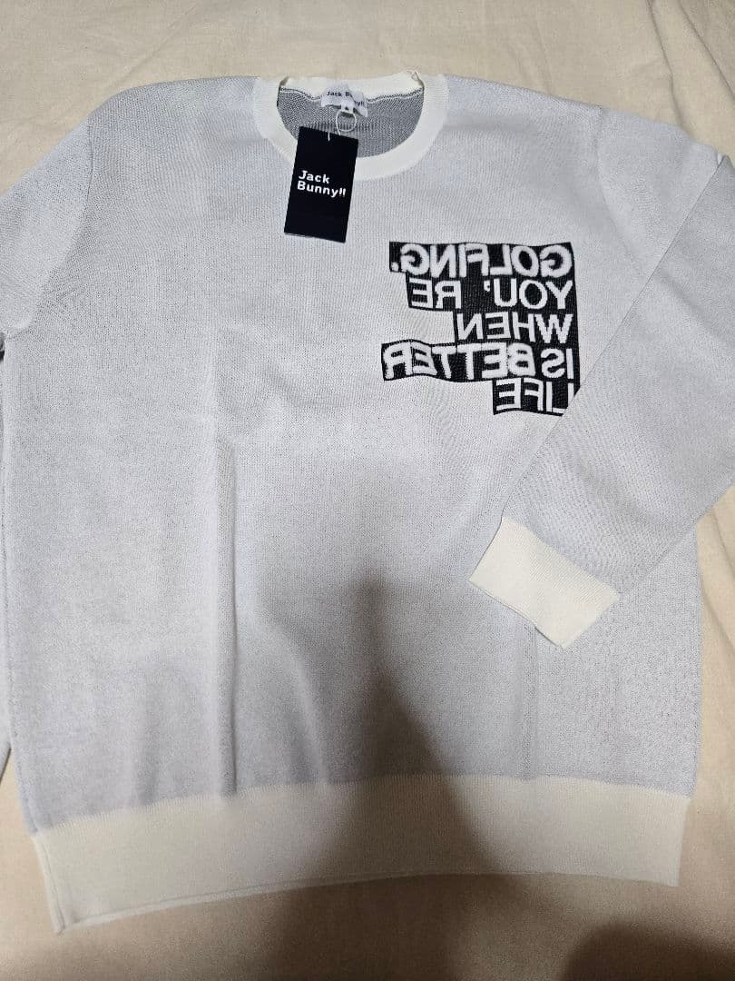 ジャックバニー ゴルフウェア 長袖セーター　6 サイズ　LL　メンズ　ホワイト