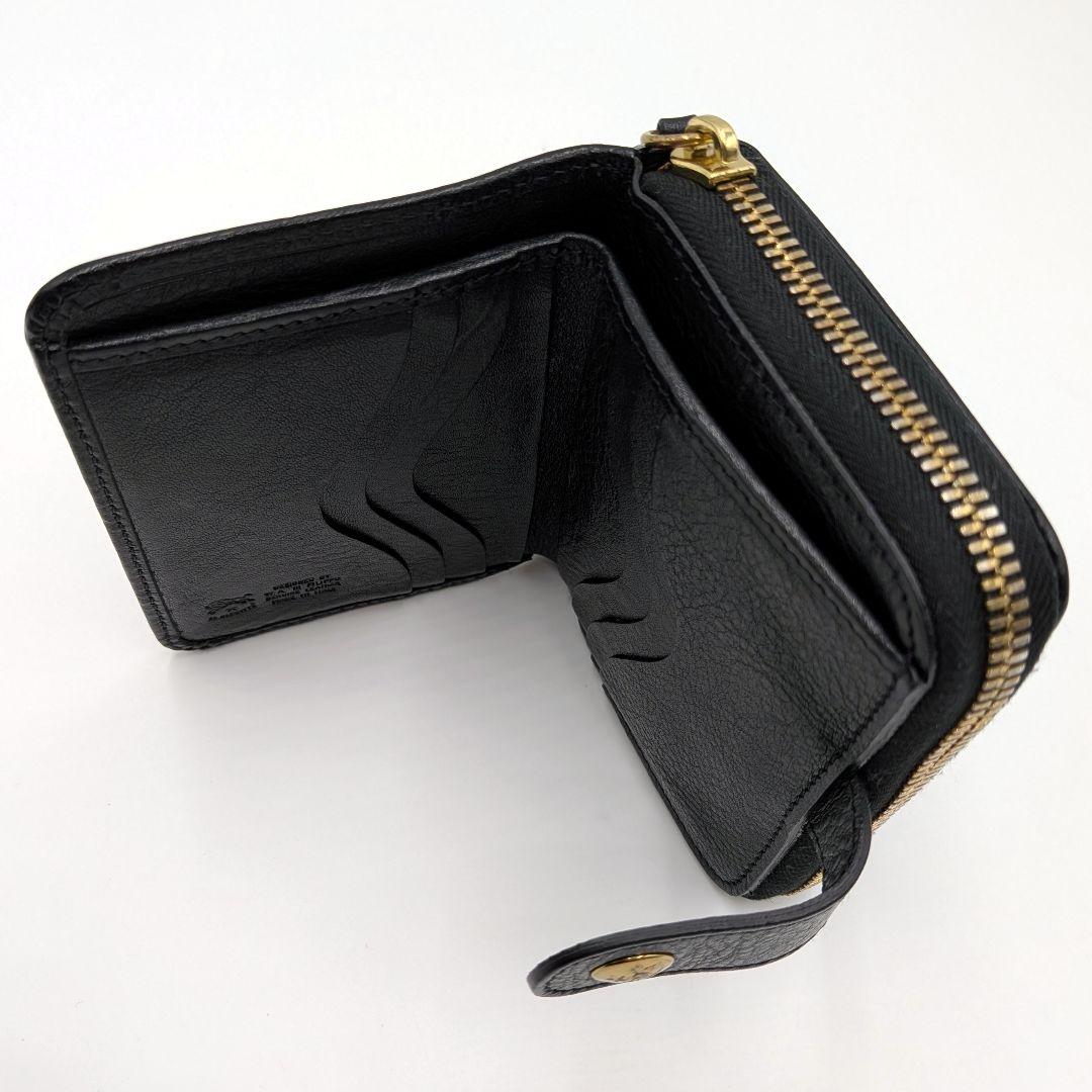 IL BISONTE イルビゾンテ 二つ折り財布 本革 黒 ユニセックス