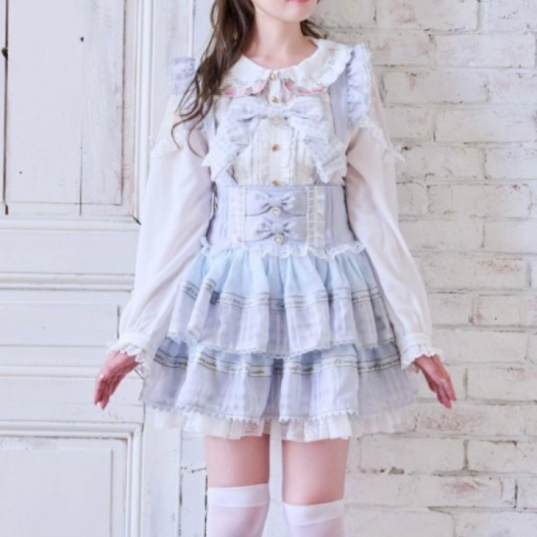 美品♡リズリサ♡いちごブラウス♡ティアードジャンスカ♡水色セット♡