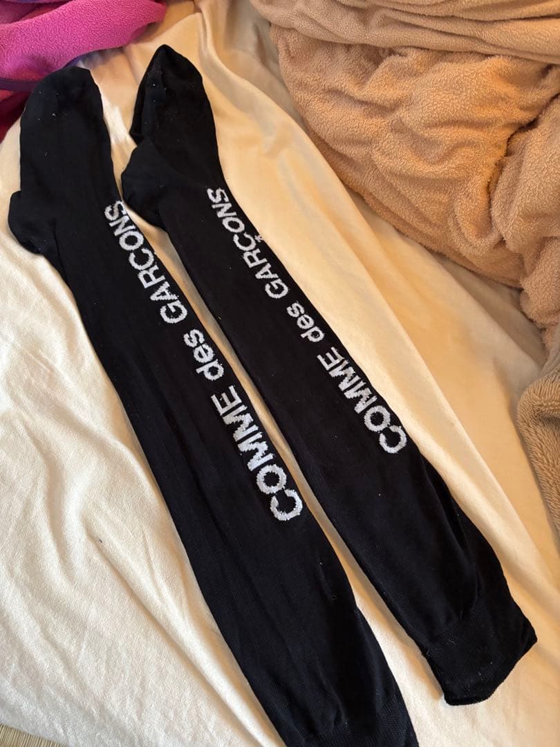 ロゴ入り ブラックソックス　コムデギャルソンオムプリュス　21AW