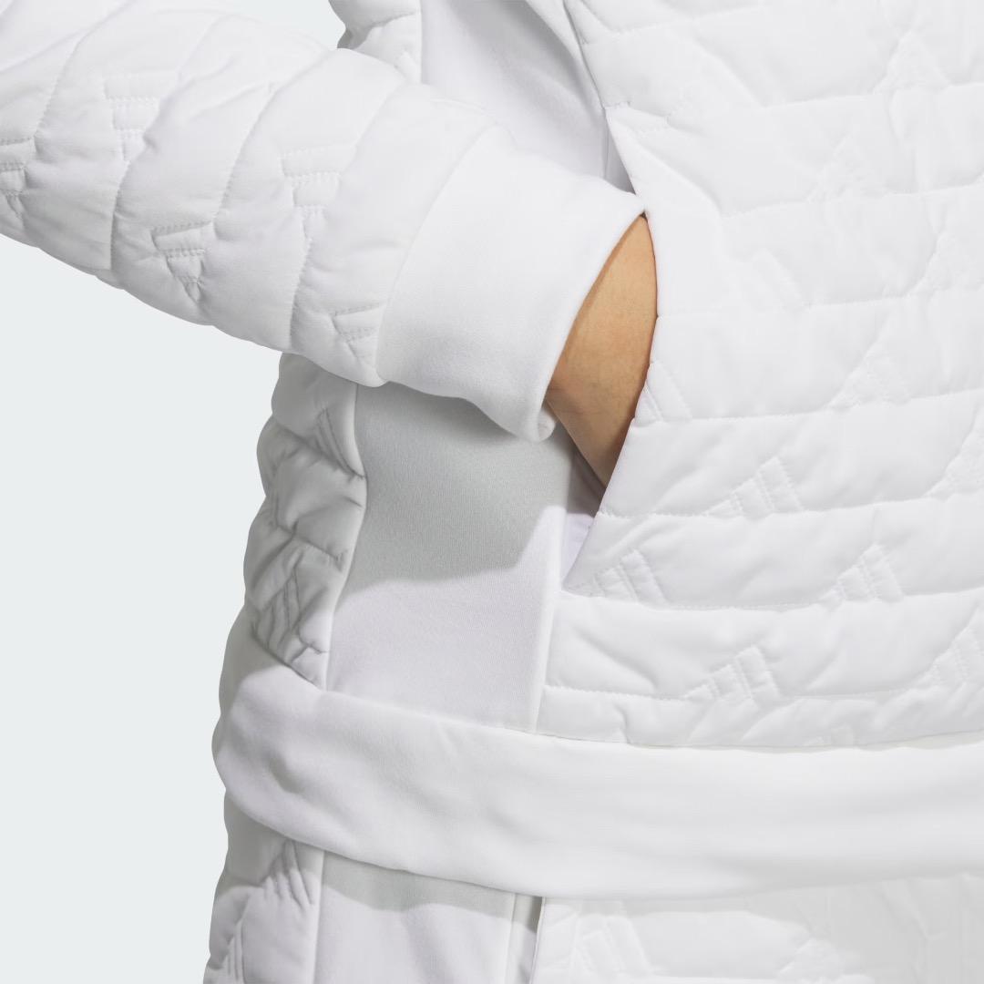 【S】秋冬 定価34,100円 アディダス ゴルフ 中綿 キルト セットアップ白