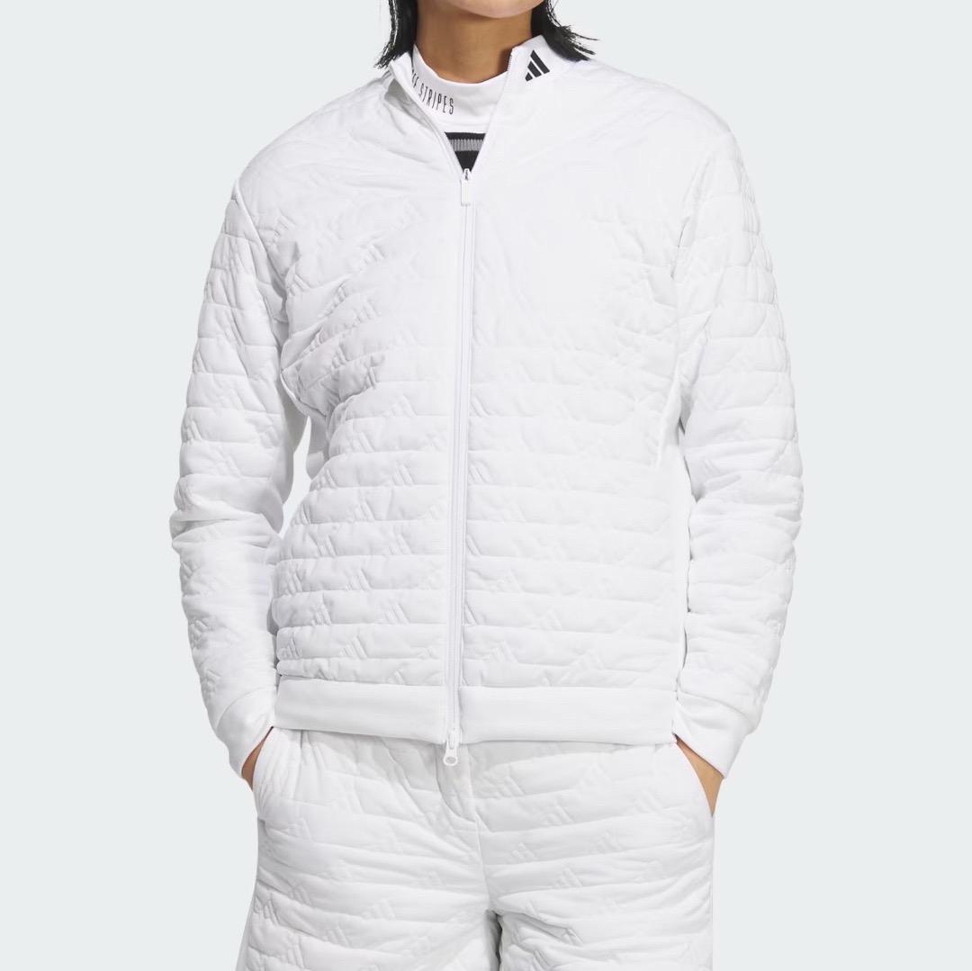 【S】秋冬 定価34,100円 アディダス ゴルフ 中綿 キルト セットアップ白