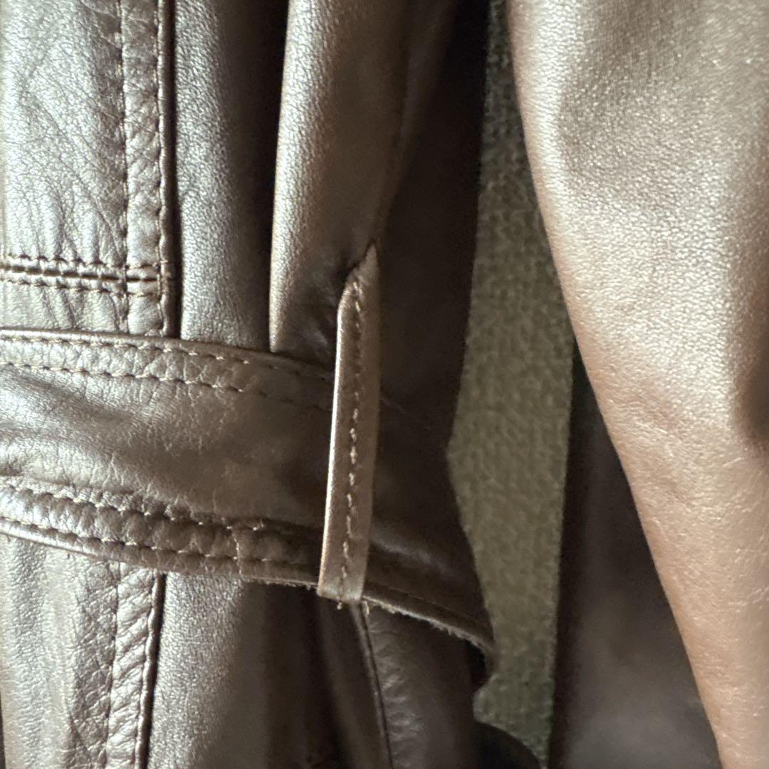 REGINA 本革レザー　ロングコート　ヴィンテージ　リアルファー　ブラウン　9