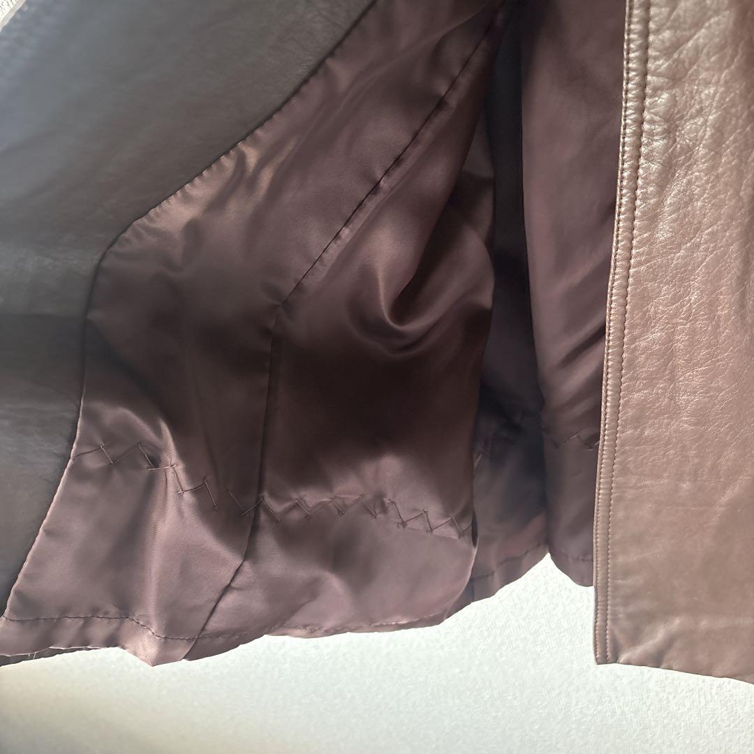 REGINA 本革レザー　ロングコート　ヴィンテージ　リアルファー　ブラウン　9