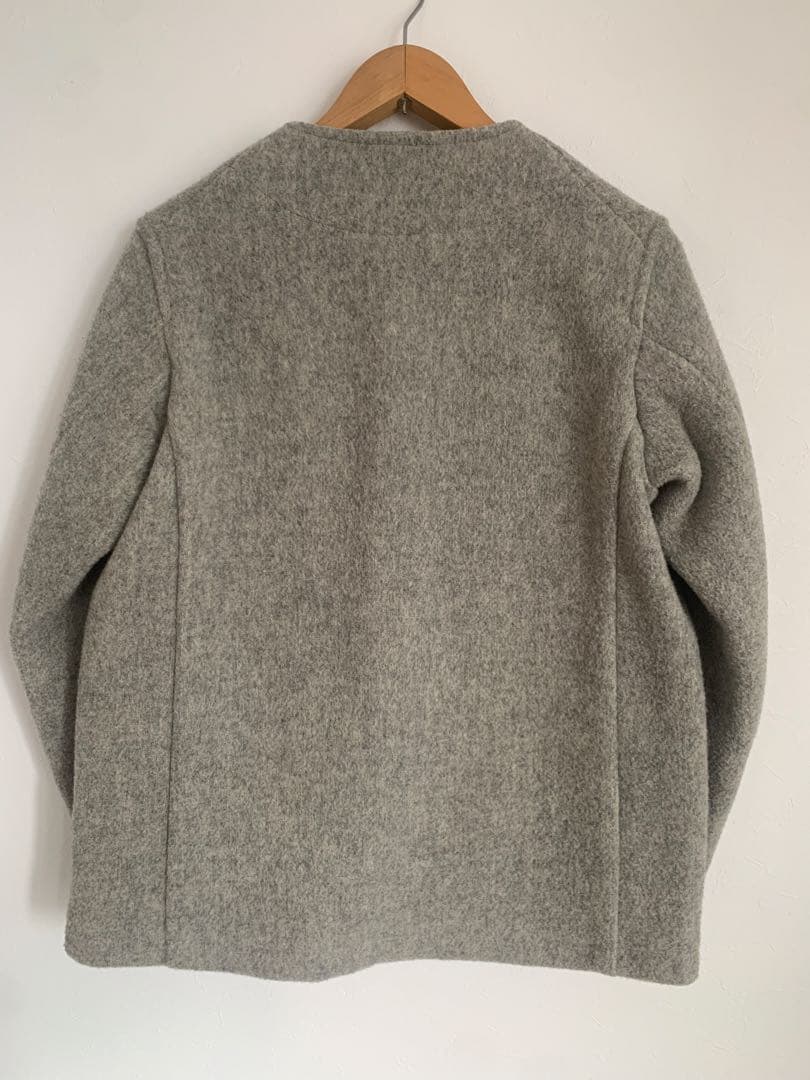 Danton ダントン　ウールモッサ　ノーカラージャケット　グレー　S 36