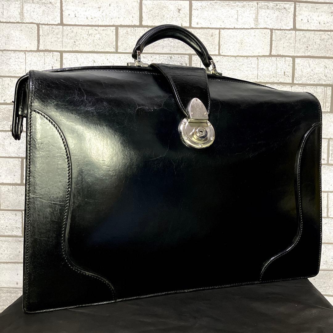 【希少】【万双】ダレスバッグ　ブライドル　ブラック　黒　三つマチ