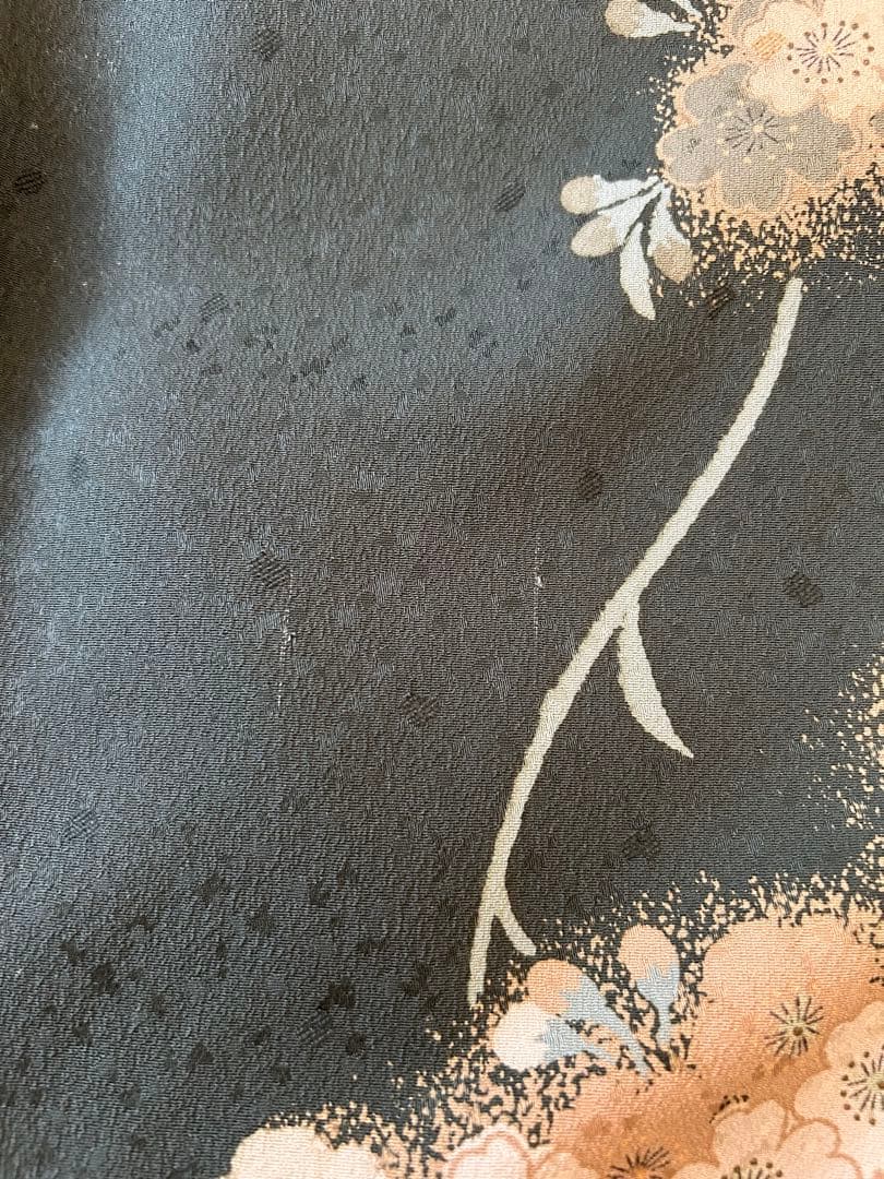 洗える着物　東レシルック　さんび　ポリエステル　小紋　袷　手縫い　桜