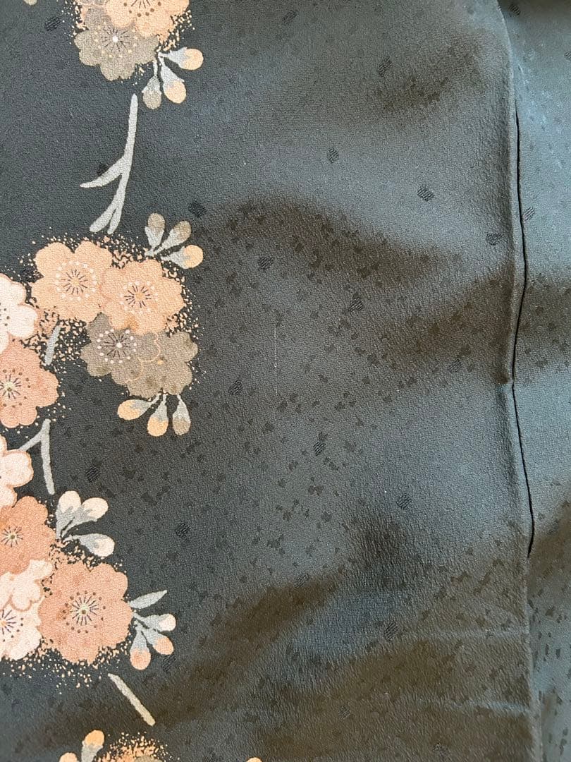 洗える着物　東レシルック　さんび　ポリエステル　小紋　袷　手縫い　桜