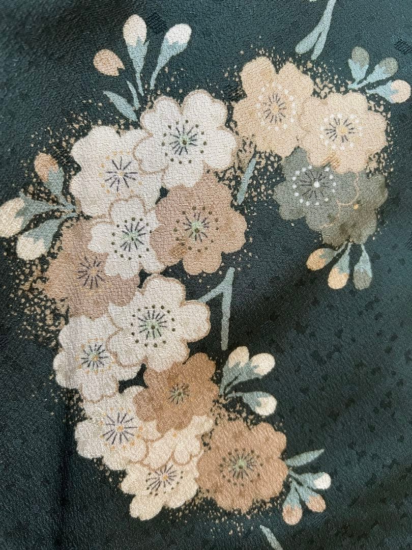 洗える着物　東レシルック　さんび　ポリエステル　小紋　袷　手縫い　桜