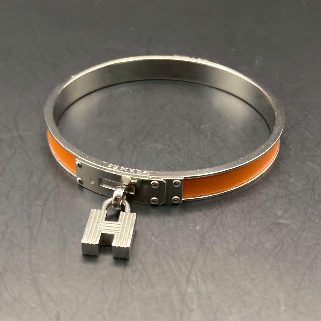 【美品】エルメス　バングル　ケリー　Hカデナ　オレンジ　ロゴ刻印　付属品付き