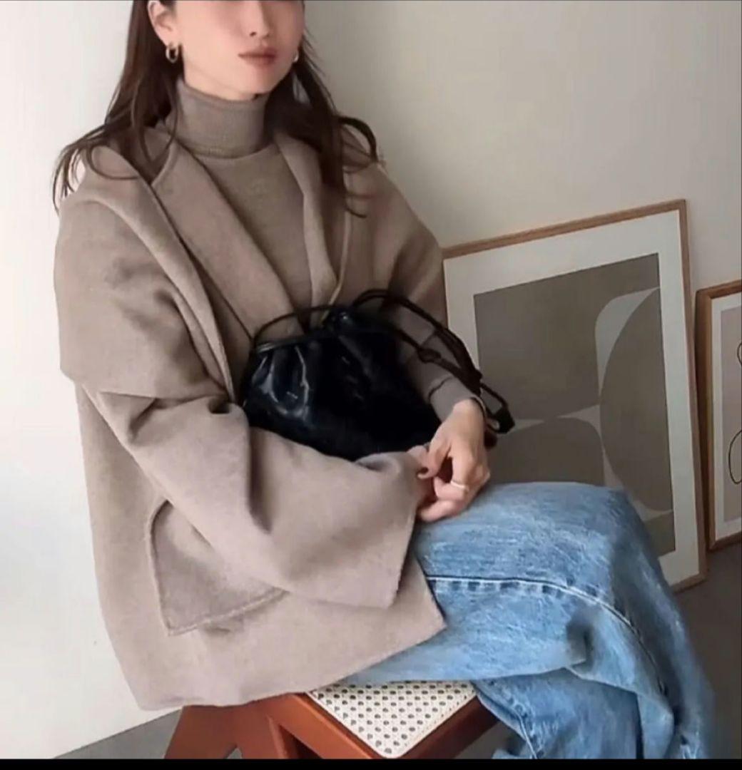 【新品】ZARAウールショートスカーフコート☆S☆ベージュ