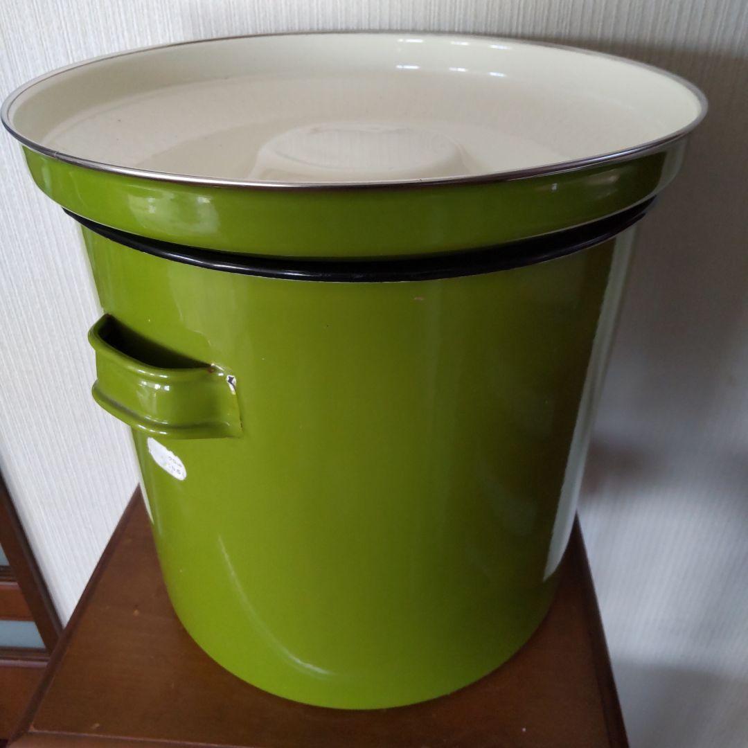 昭和レトロ FUJII 月兎印 大型寸胴 琺瑯 ストッカー 2点セット