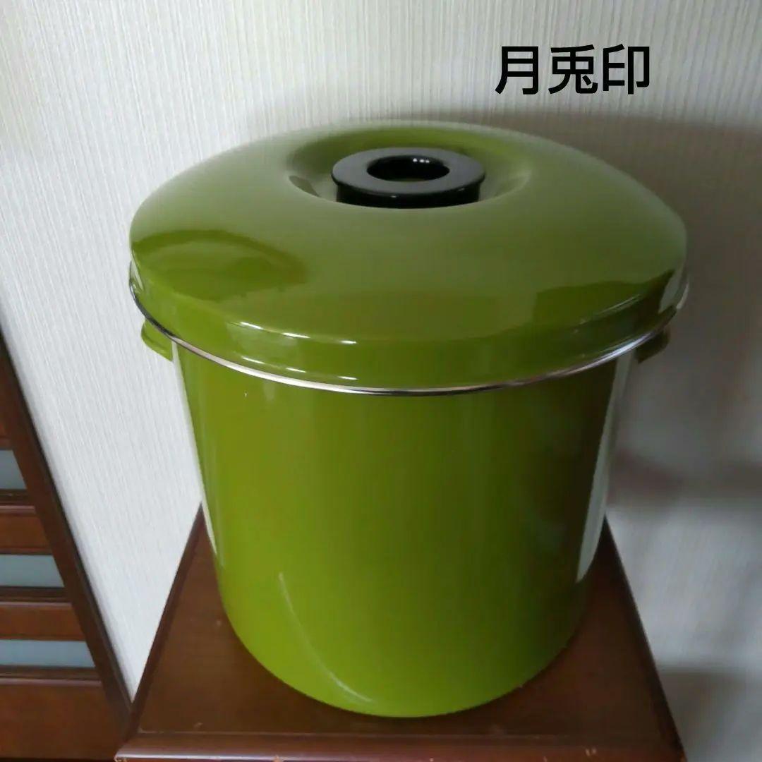 昭和レトロ FUJII 月兎印 大型寸胴 琺瑯 ストッカー 2点セット