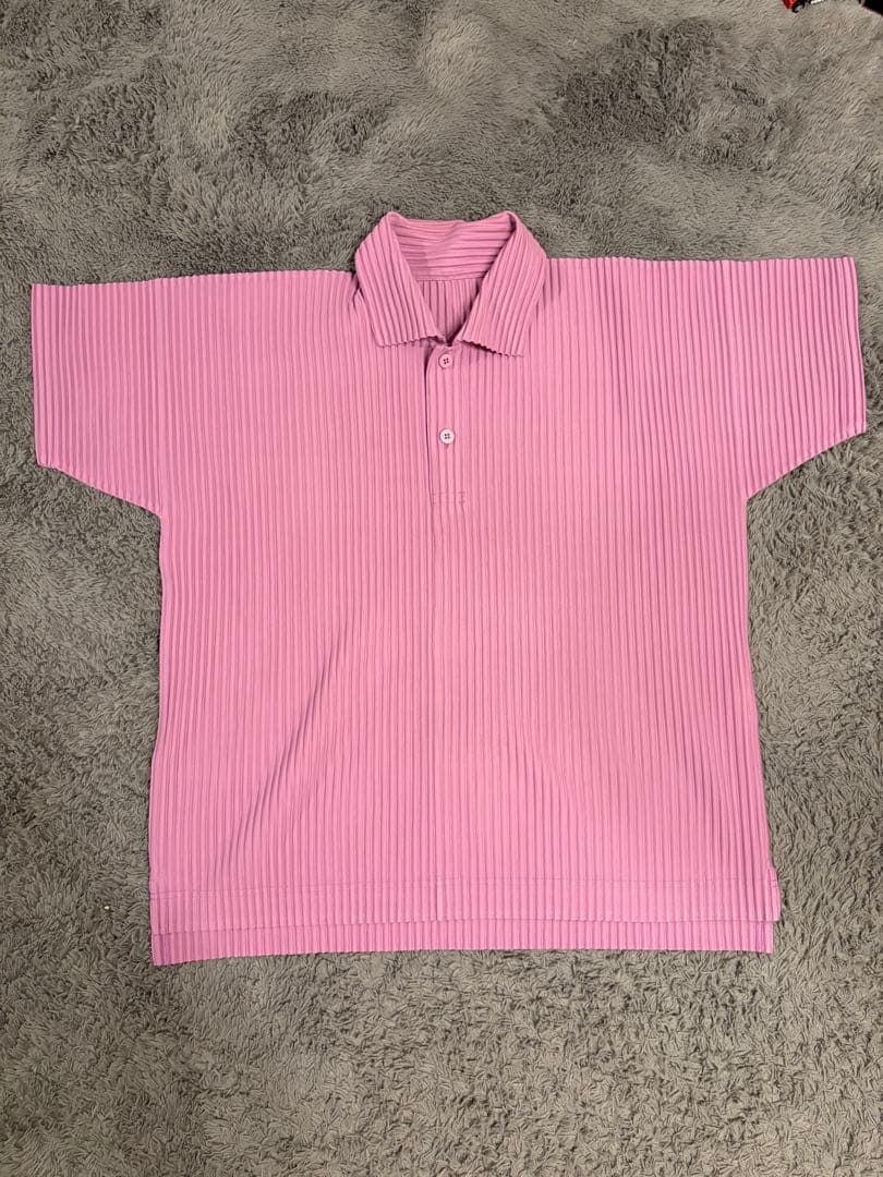 HOMME PLISSÉ ピンク ポロシャツ オムプリッセイ