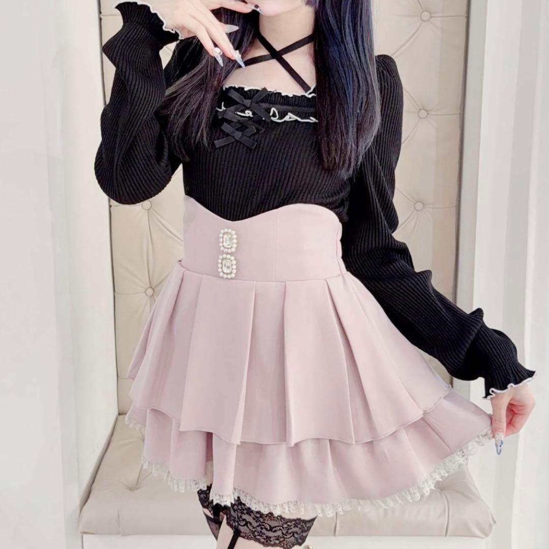 MARS マーズ フリルリボンテレコトップス ブラック×ブラック