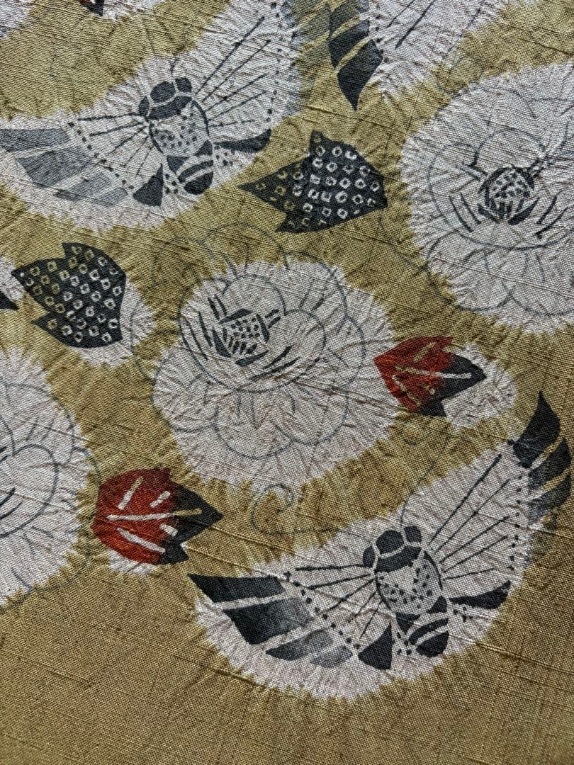 山*子様 型絵染 型絵染め 型染め 名古屋帯 なごや帯 作家 蝶 芍薬 絞り 工