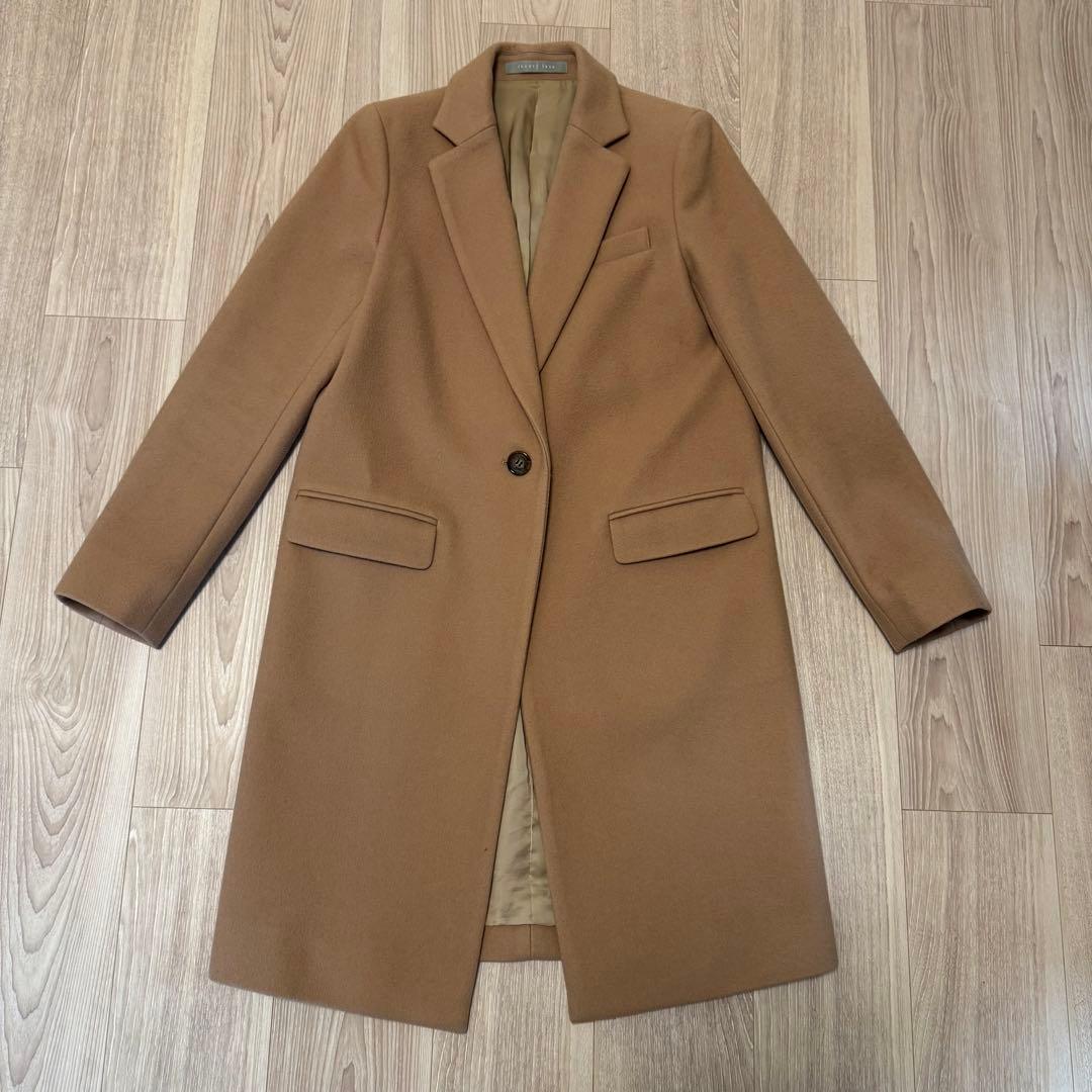 theory luxe ベージュ シングルボタン ロングコート