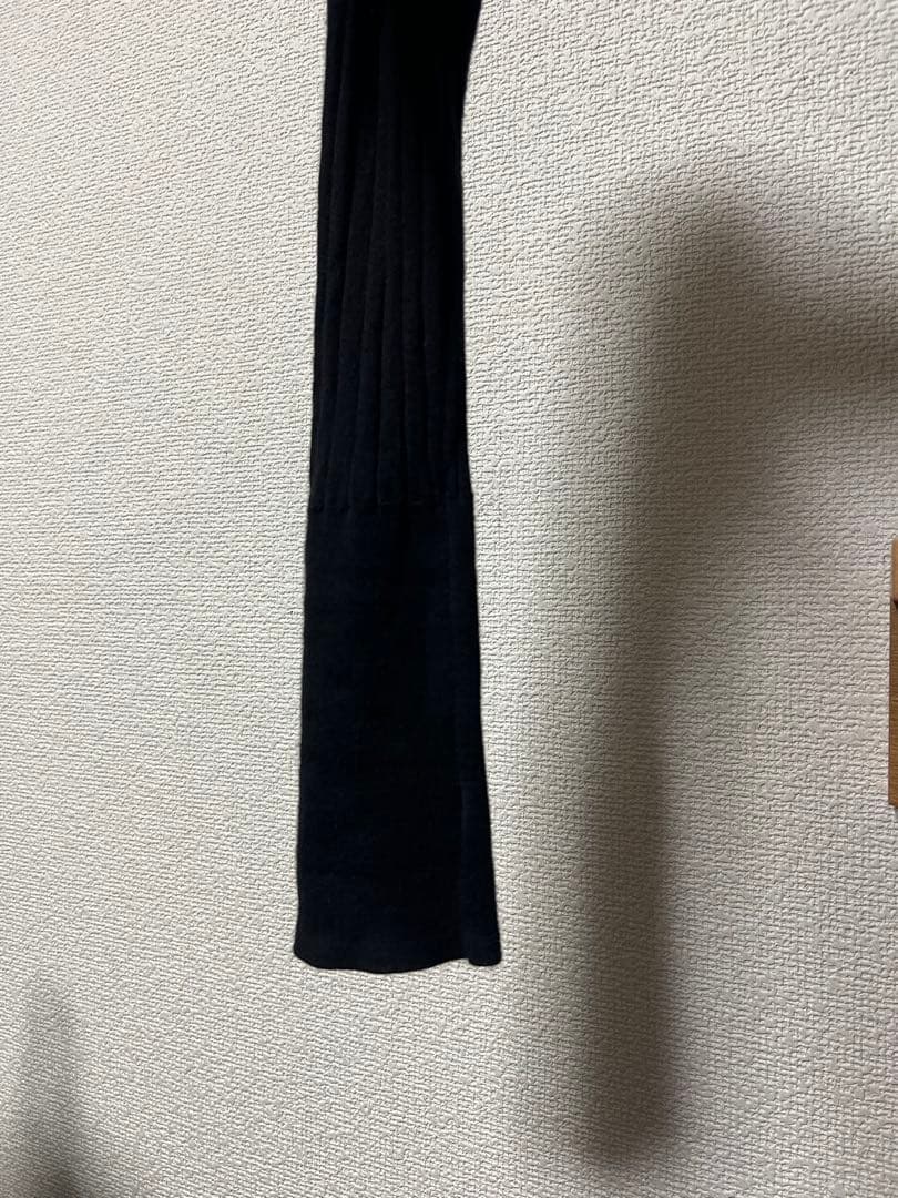 OUAT / ブラック リブ編み 長袖ニットポロシャツ