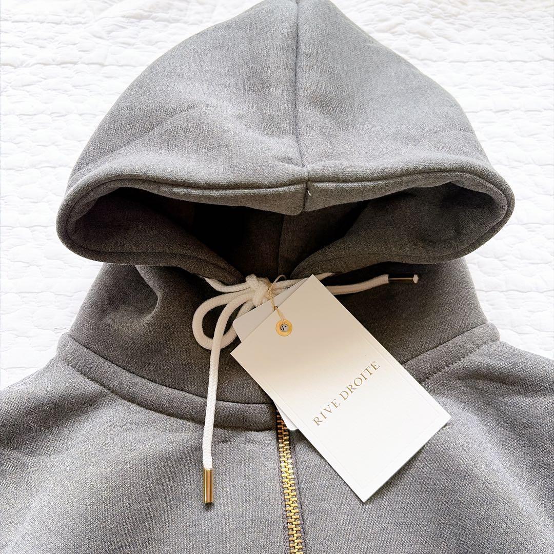 新品タグ付き⚑リブドロワ　スポンジダンボール ZIPパーカー　フリー　グレー