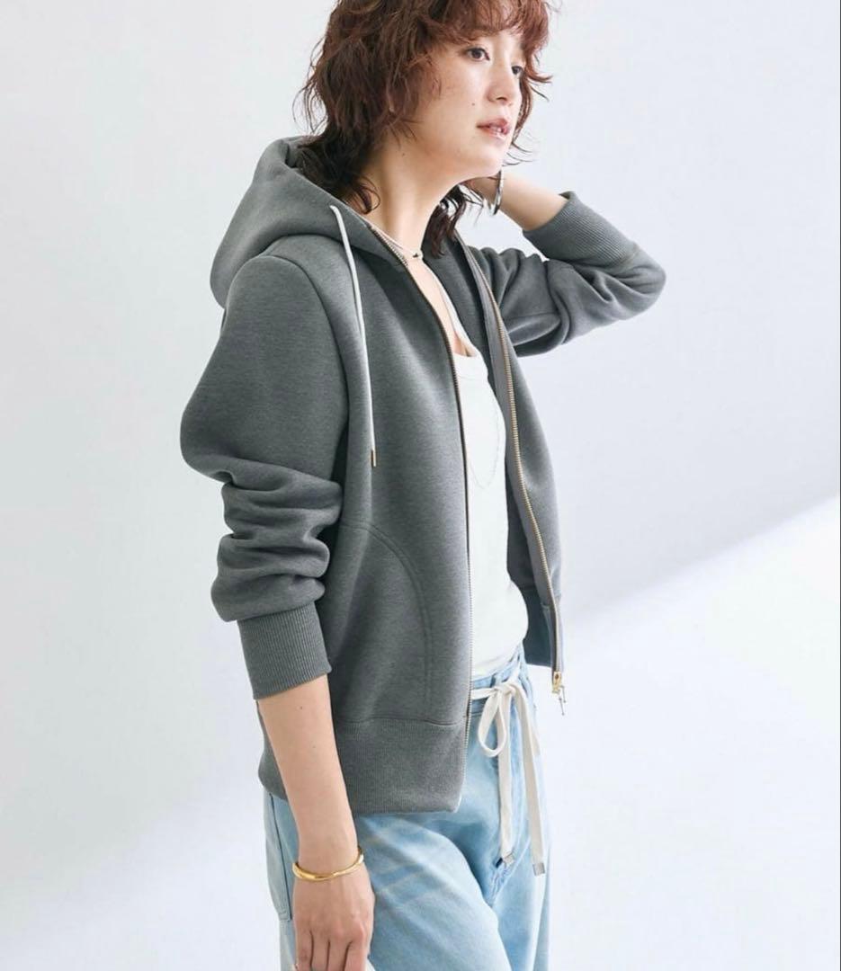 新品タグ付き⚑リブドロワ　スポンジダンボール ZIPパーカー　フリー　グレー