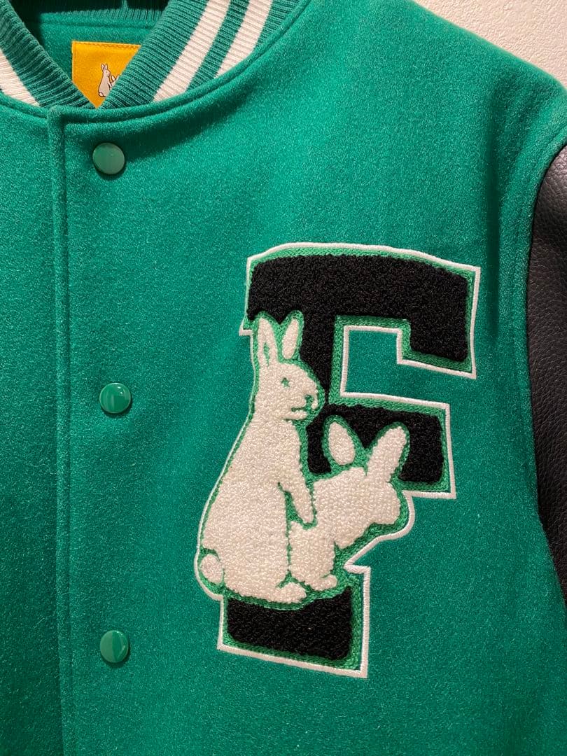 FR2 パイルロゴ スタジャン L 袖レザー 本革 緑