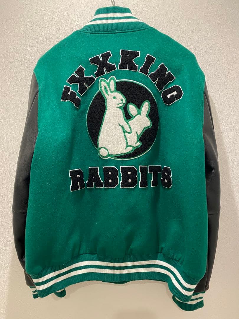 FR2 パイルロゴ スタジャン L 袖レザー 本革 緑