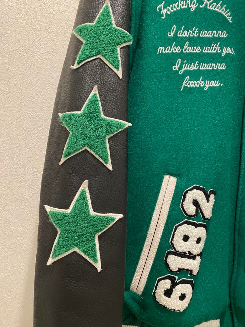 FR2 パイルロゴ スタジャン L 袖レザー 本革 緑