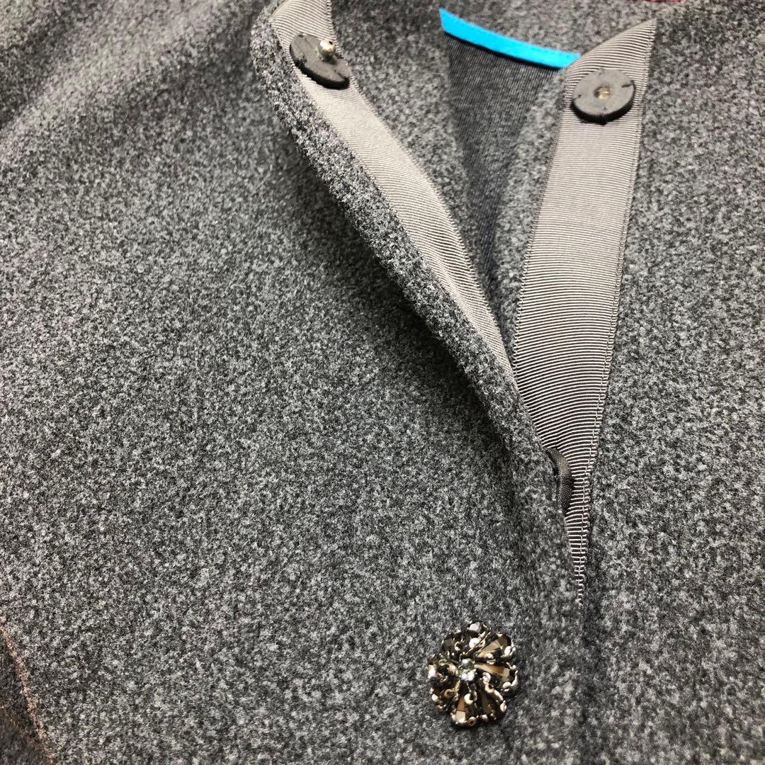 極美品❣️ビジューとポケットパールがポイント❣️ウールライクロングコート