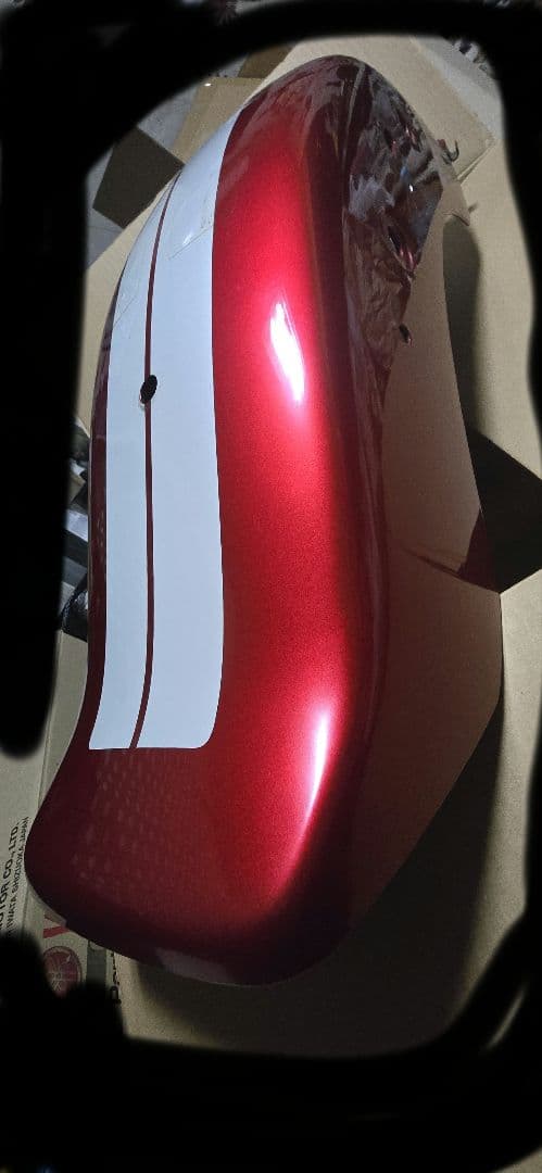 ドラッグスター400 タンク フェンダー セット レッド ホワイトストライプ