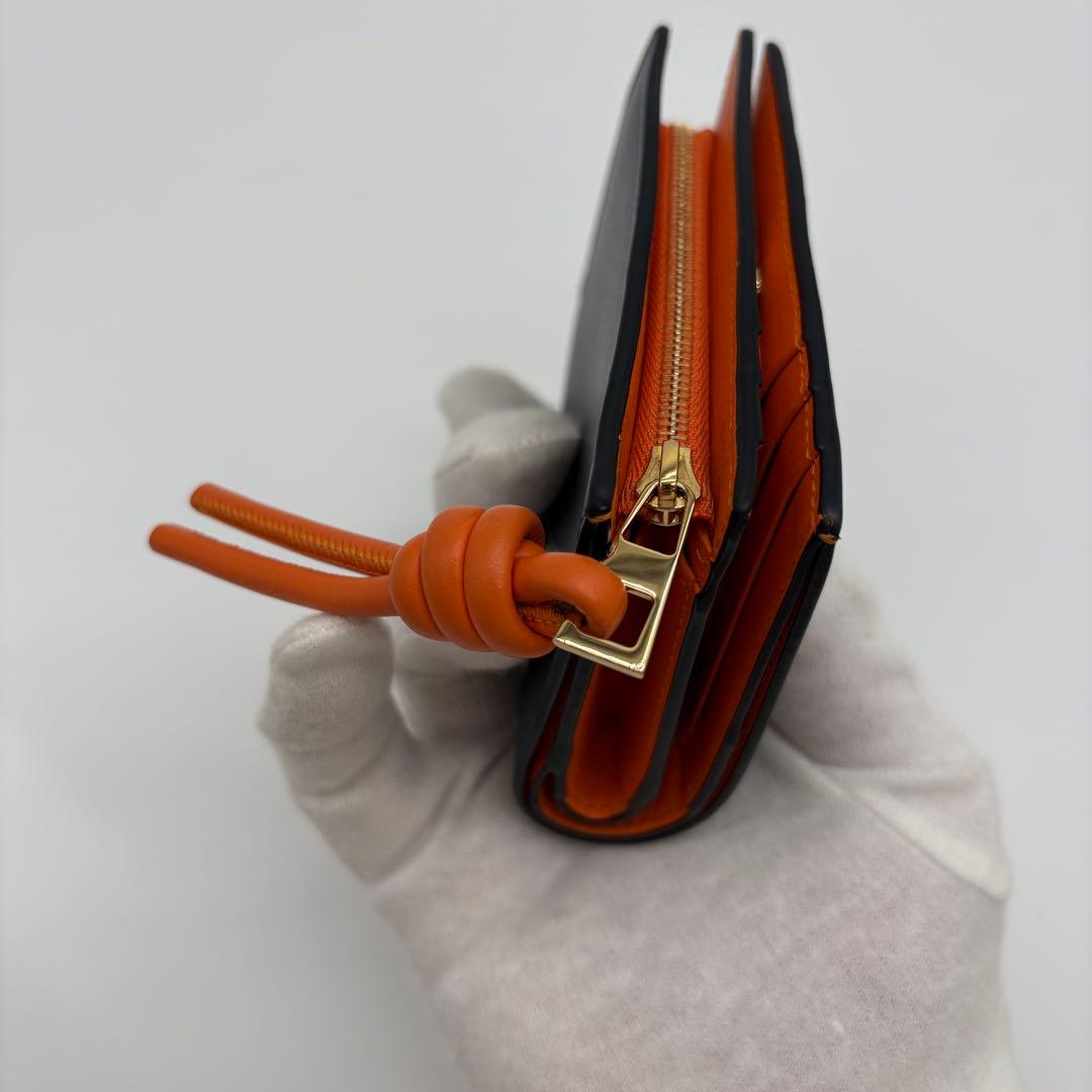 ロエベ　ノット コンパクトウォレット　レザー　ブラック　黒　オレンジ　スペイン製