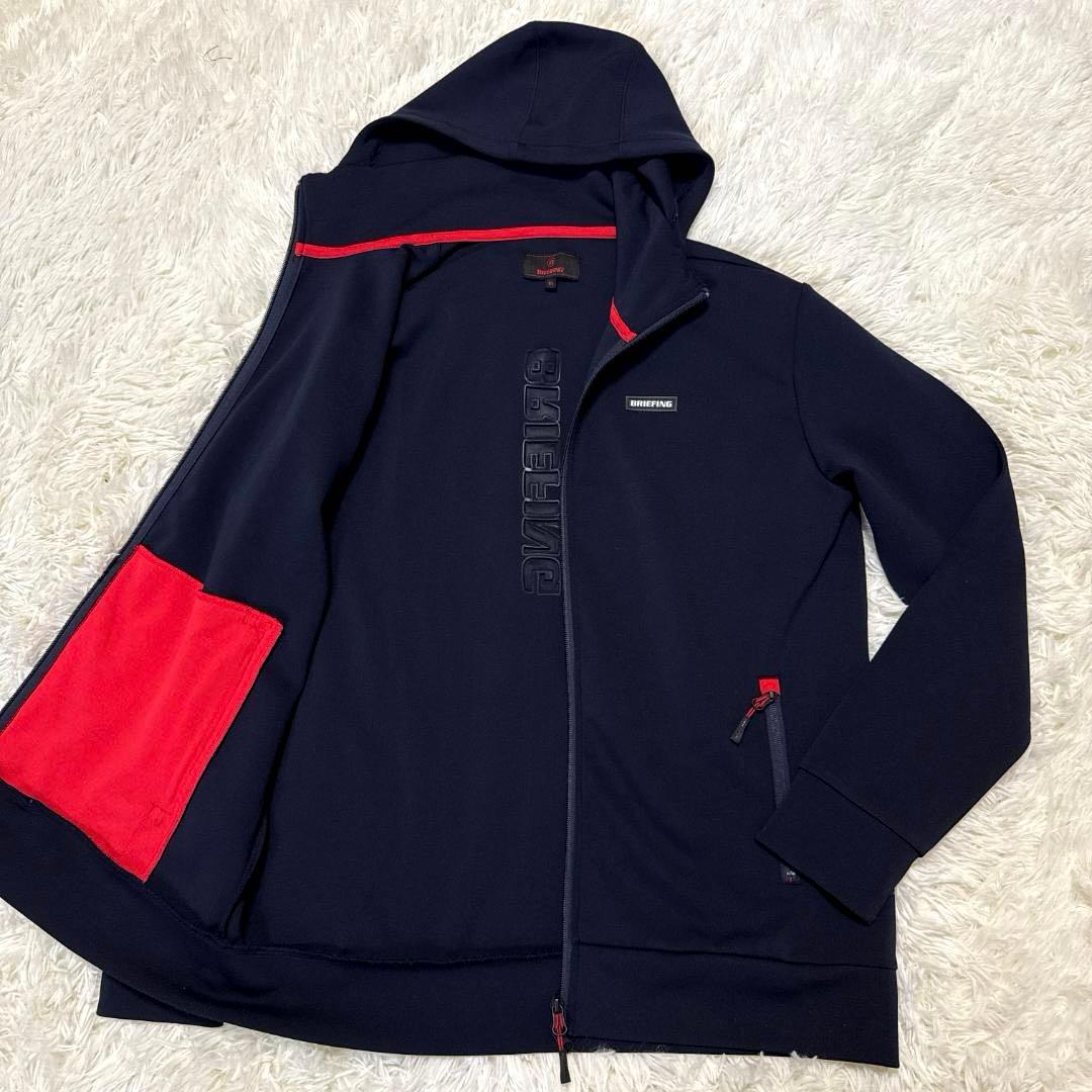 BRIEFING ブリーフィング 紺でバックに3Dロゴが付いたパーカー XL