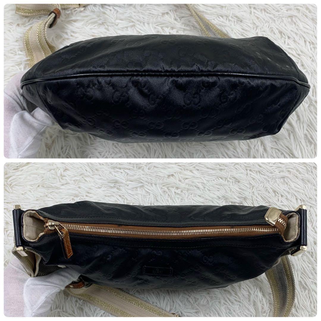 グッチ ワンショルダーバッグ ホーボー GG柄 ナイロン ブラック