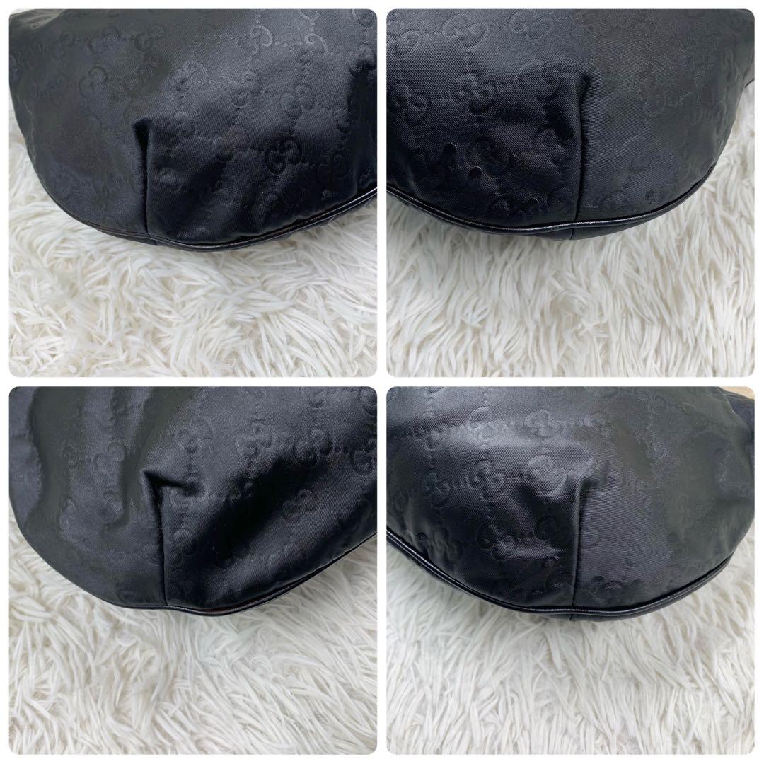 グッチ ワンショルダーバッグ ホーボー GG柄 ナイロン ブラック