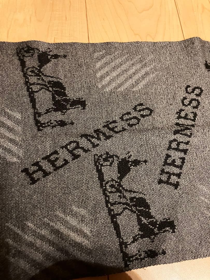 HERMES グレー ストール 馬車デザイン