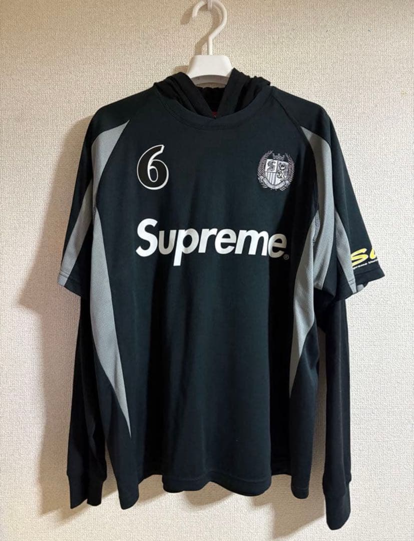 美品　Supreme Hooded Soccer Jersey black S
