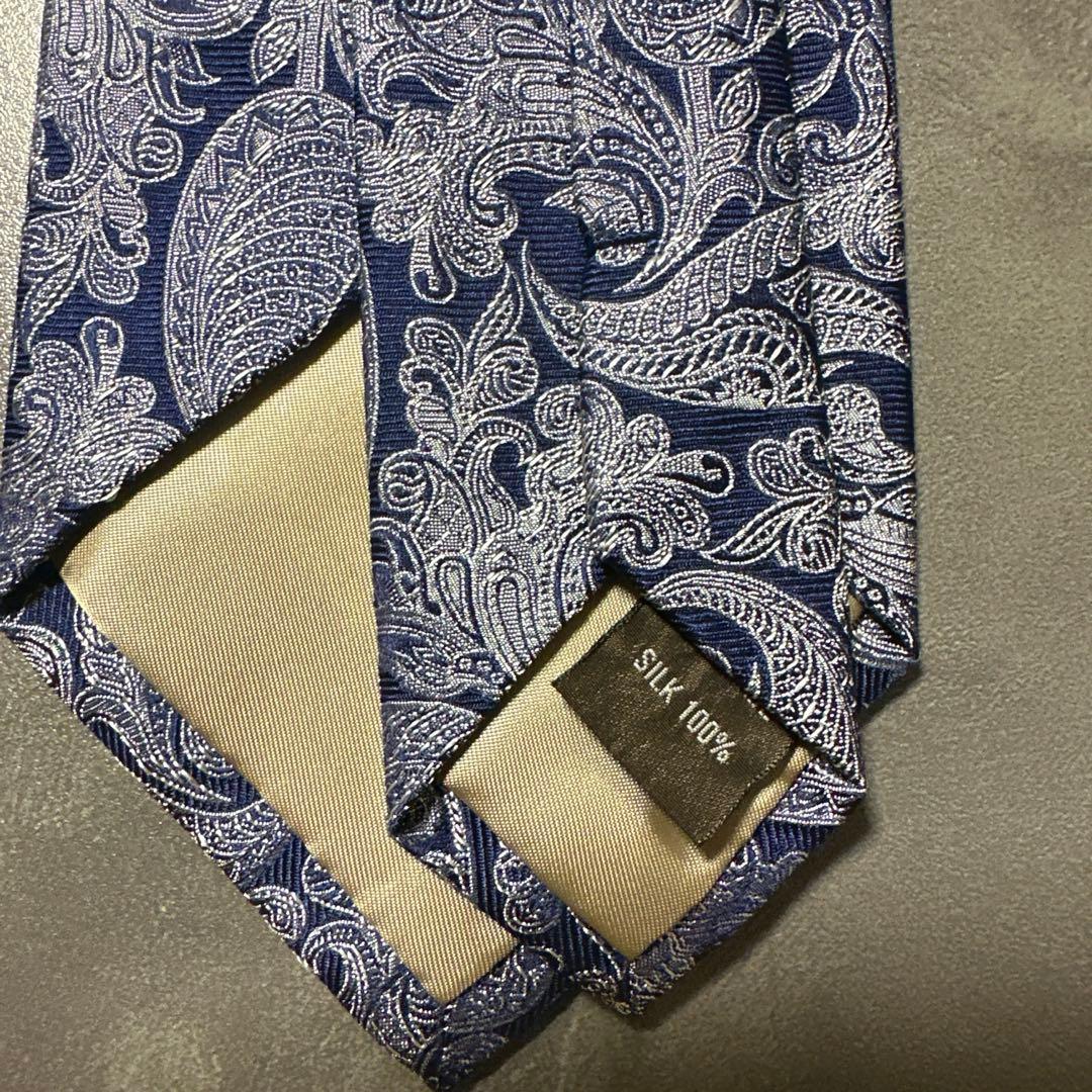 PaulStuart ネクタイ ペイズリー ネイビー ポールスチュアート 英国