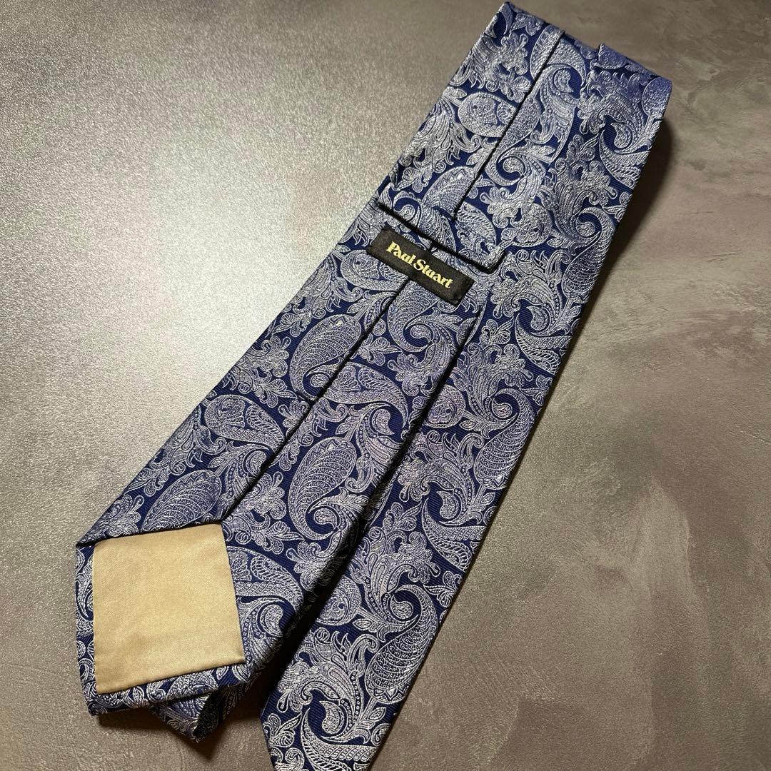 PaulStuart ネクタイ ペイズリー ネイビー ポールスチュアート 英国