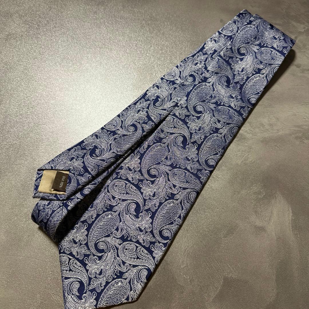 PaulStuart ネクタイ ペイズリー ネイビー ポールスチュアート 英国