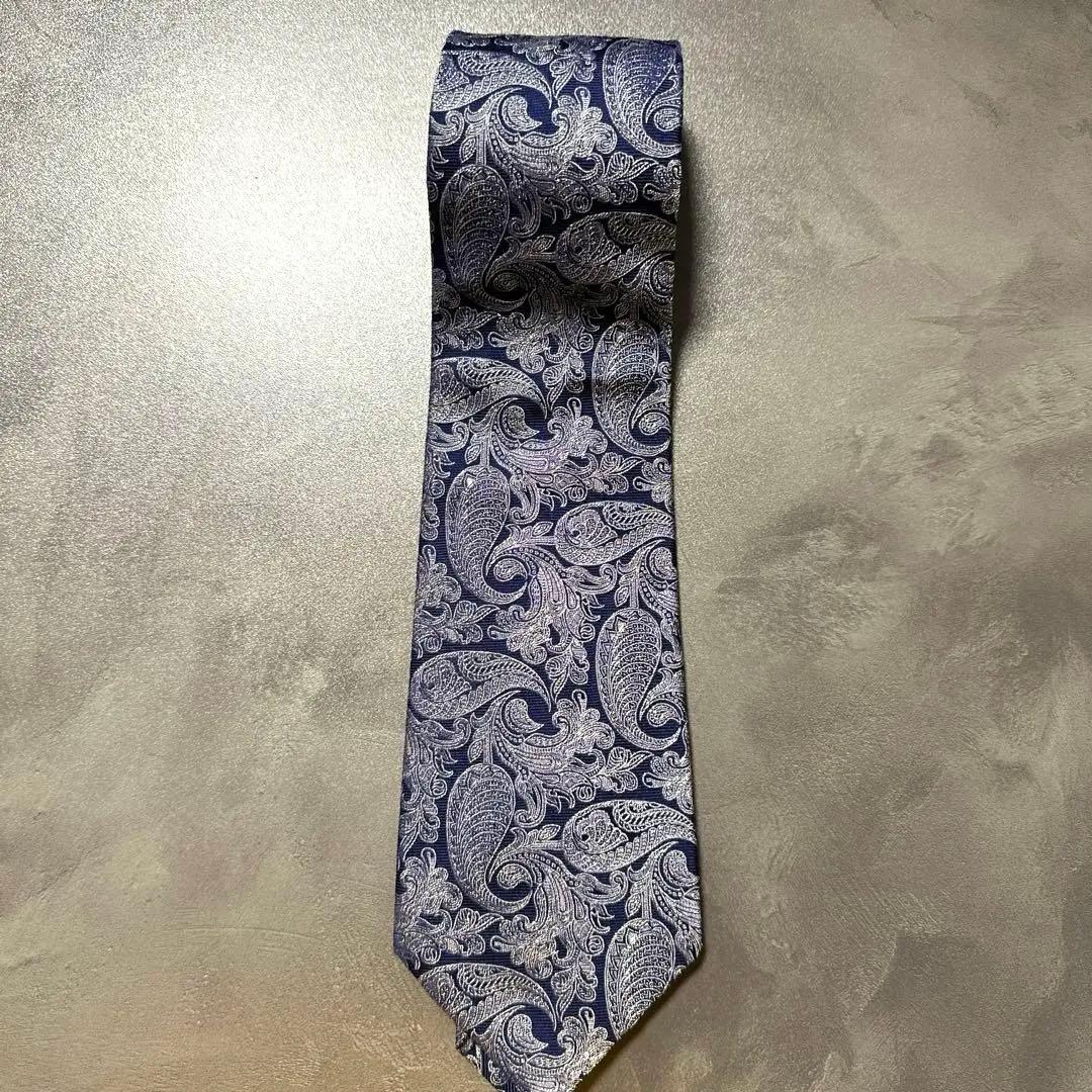 PaulStuart ネクタイ ペイズリー ネイビー ポールスチュアート 英国