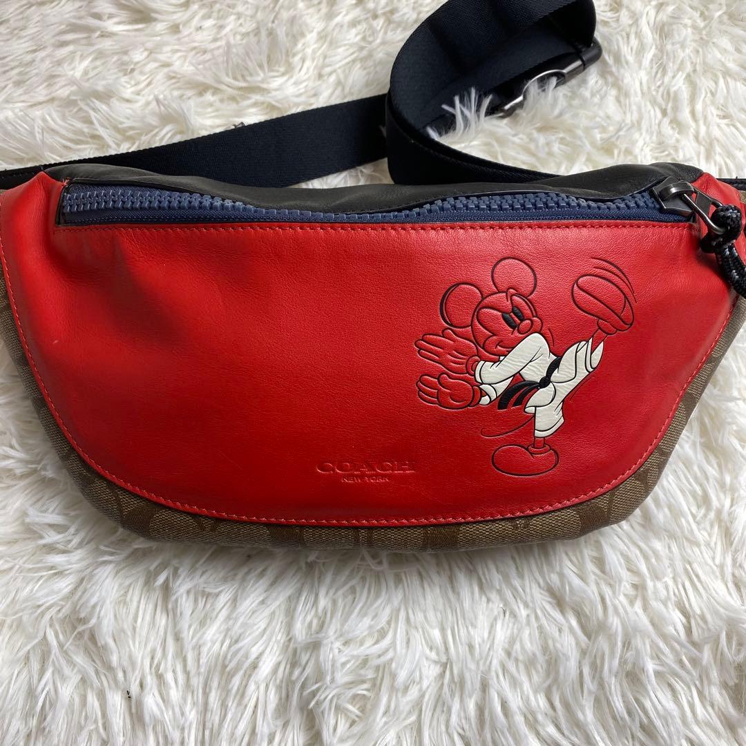 極美品 コーチ ミッキー ディズニー コラボ ボディバッグ 2way レザー