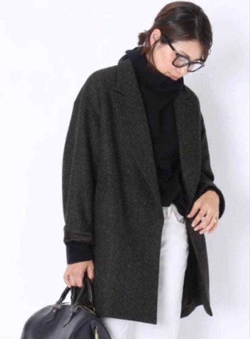 最終値下げ　MUSE ネップツイード ハーフコート ヘリンボーン ウール