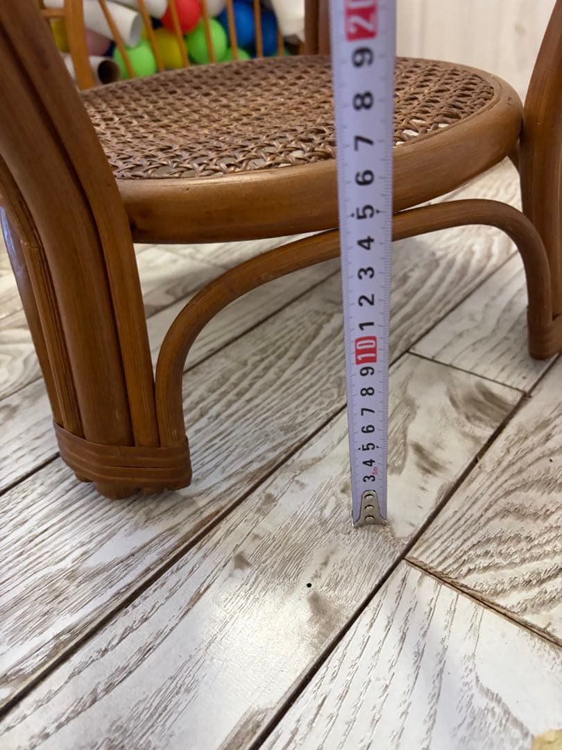 ラタン製ガラス天板サイドテーブル