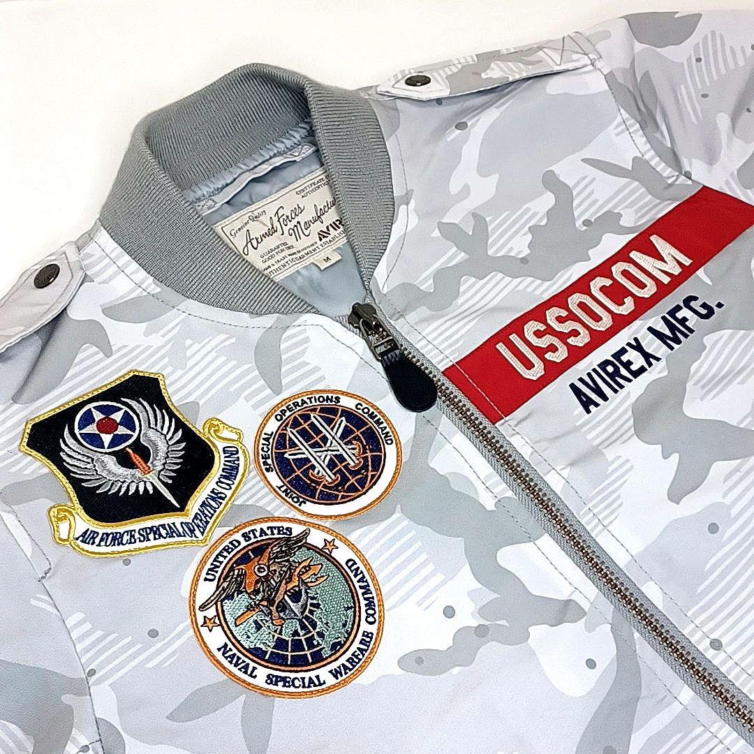 美品★AVIREX　L-2B　フライトジャケット　刺繍　ワッペン　シルバーグレー