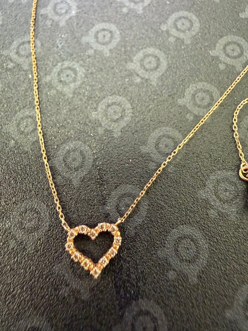K10ハート型天然ダイヤモンドネックレス 10金