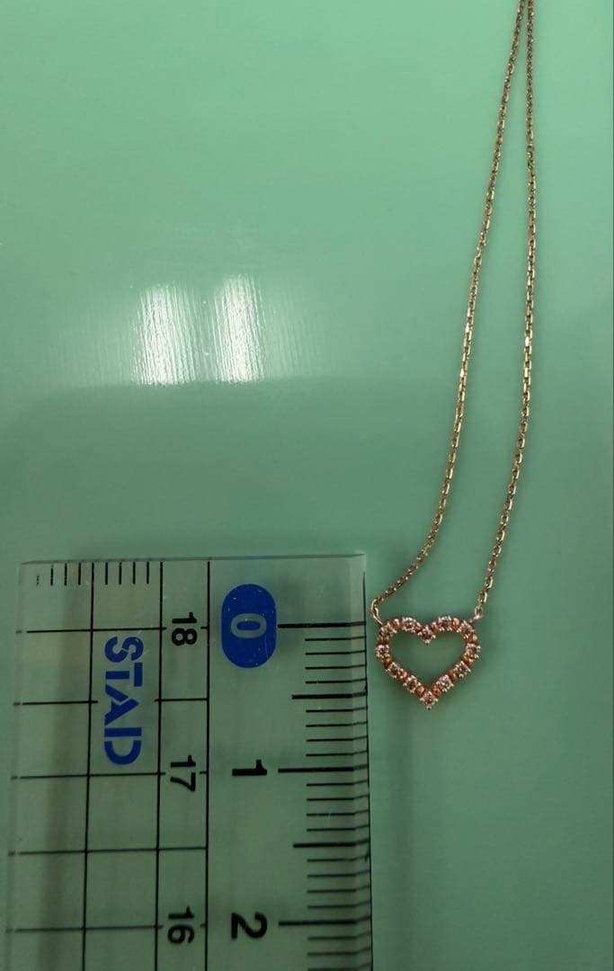 K10ハート型天然ダイヤモンドネックレス 10金