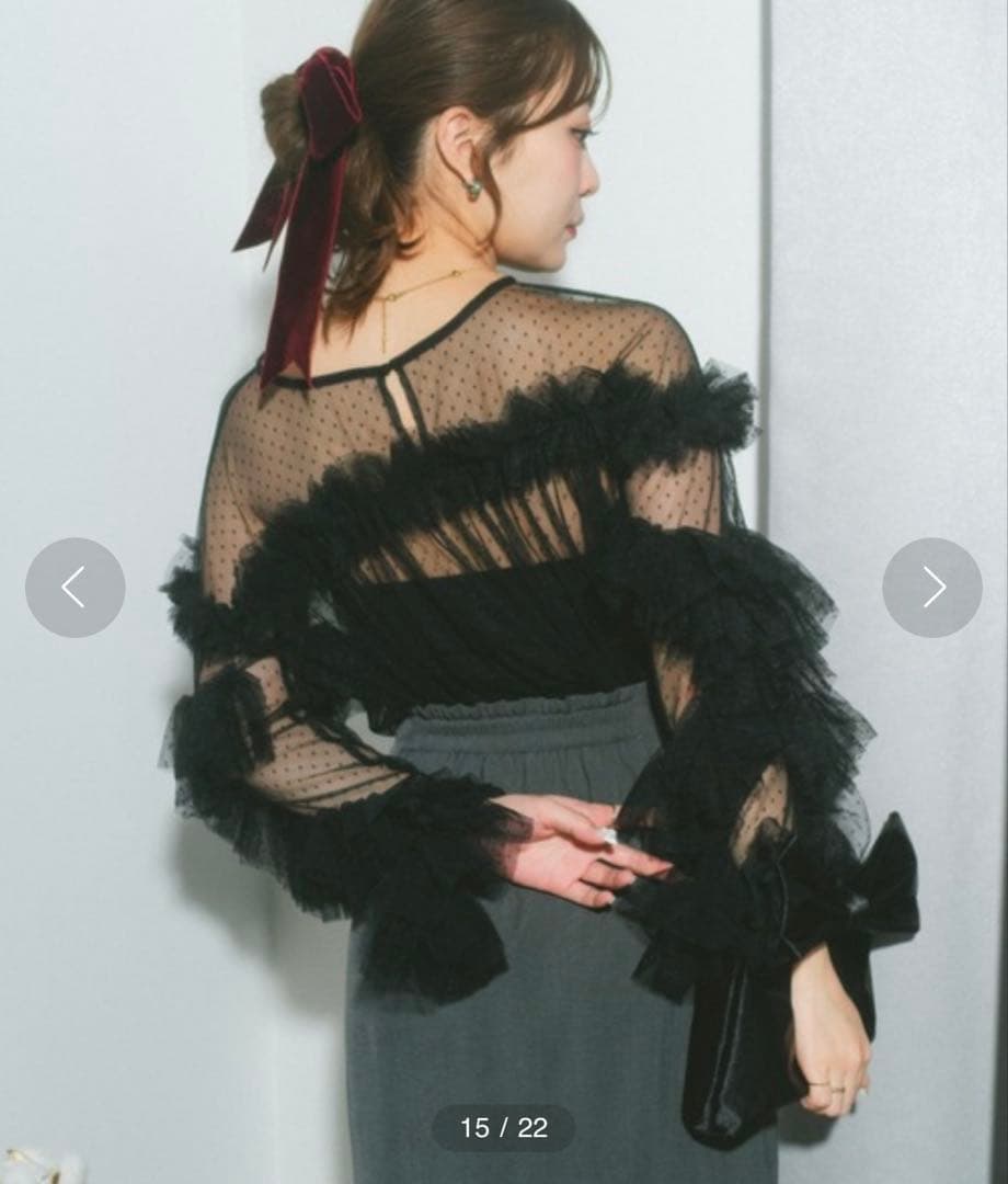 ブラック フリル シースルー パーティードレス