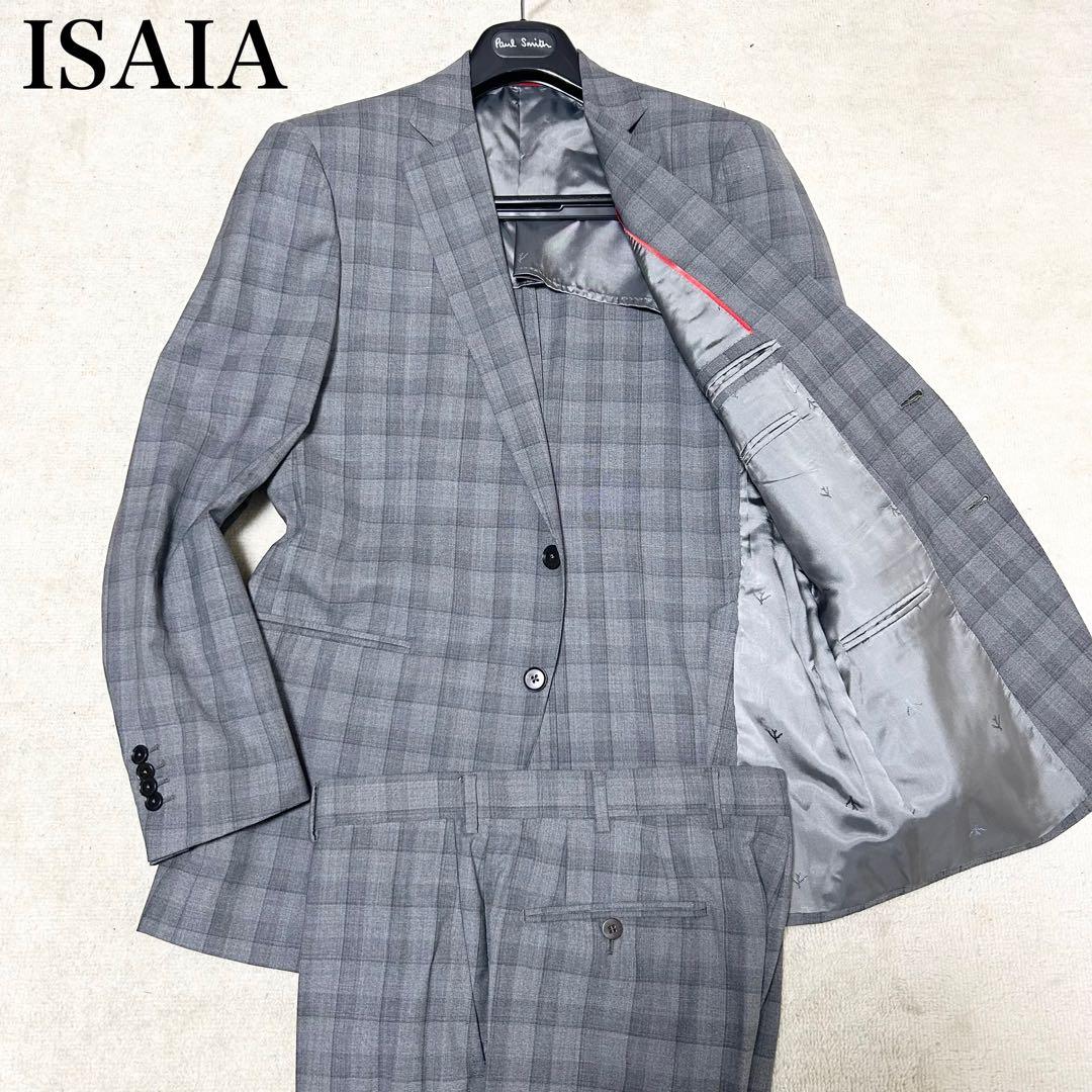 最高級美品　イザイア　ISAIA スーツセットアップ　グレー　グレンチェック