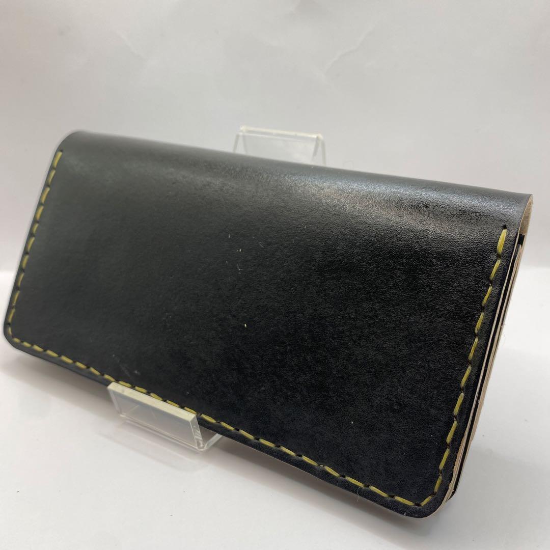 オマケ/ 無骨 本革丘染め 黒 長財布 /ブラック ロングトラッカーウォレット