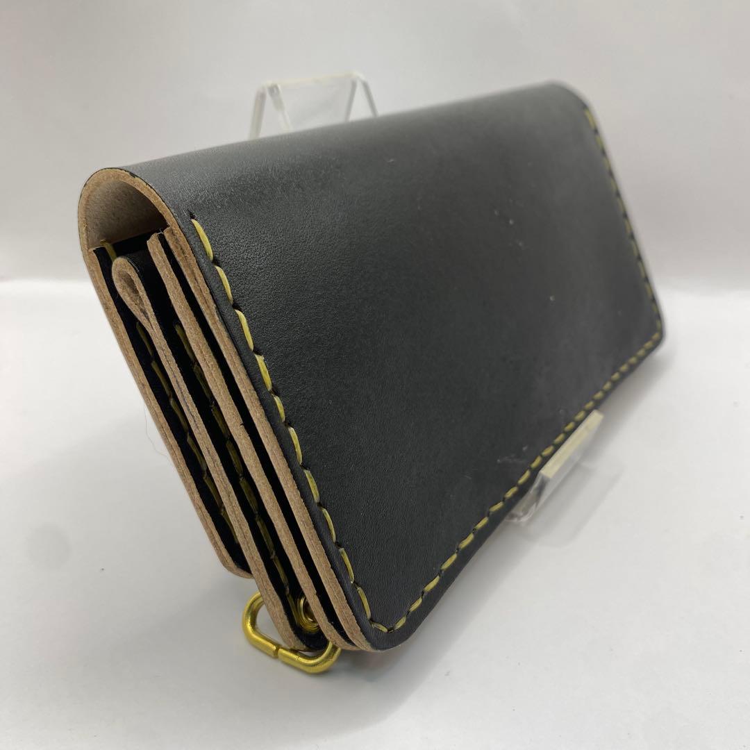 オマケ/ 無骨 本革丘染め 黒 長財布 /ブラック ロングトラッカーウォレット