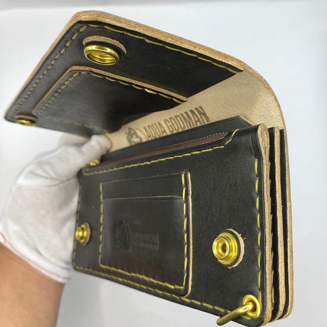 オマケ/ 無骨 本革丘染め 黒 長財布 /ブラック ロングトラッカーウォレット